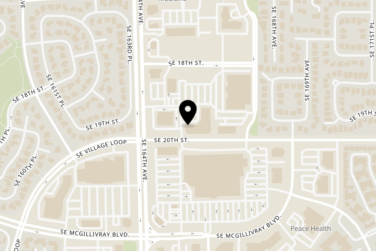 Map showing the location of Wild Tiger Thai on 1825 SE 164th Ave #101 in Vancouver